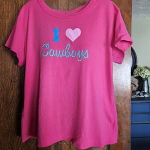 Disney “I Love Cowboys” Woody Tee – Women’s XL – Pink Graphic T-Shirt